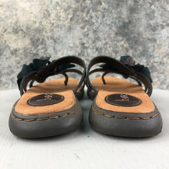 BOC Women's Size 7M Brown Open Toe Flower Applique Slip On Slides Sandals - Picture 6 of 13